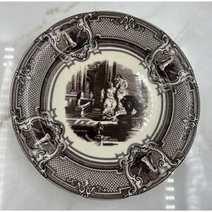 Two's Company Brown White Transferware Decorative Wall Plate 8 Inch 5989-06-S